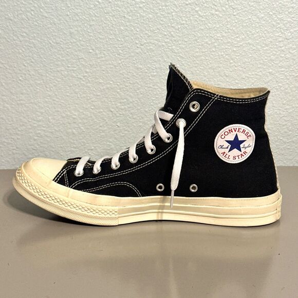 Converse Play High Top Sneakers Mens Size 11 Black Lace-Up Comme De Garcons - Picture 7 of 15